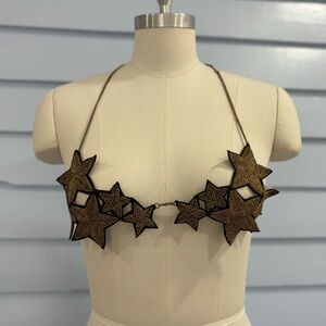 Dollskill Beaded Star Appliqué Chain Bra Top